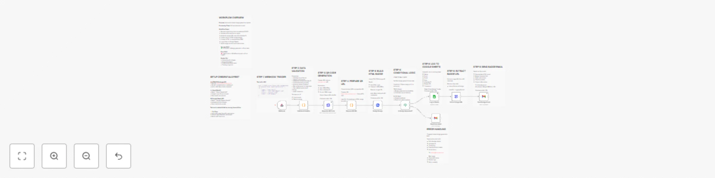 Workflow preview: Generate event badges with QR codes, HTMLCSStoImage, Gmail & Google Sheets