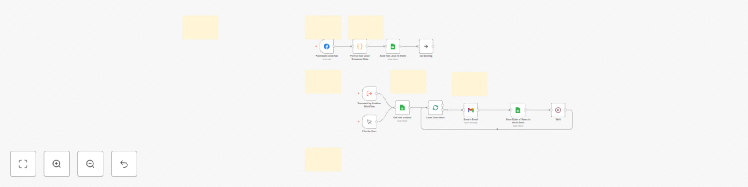 Workflow preview: Facebook lead management: Automate email responses with Gmail & Google Sheets