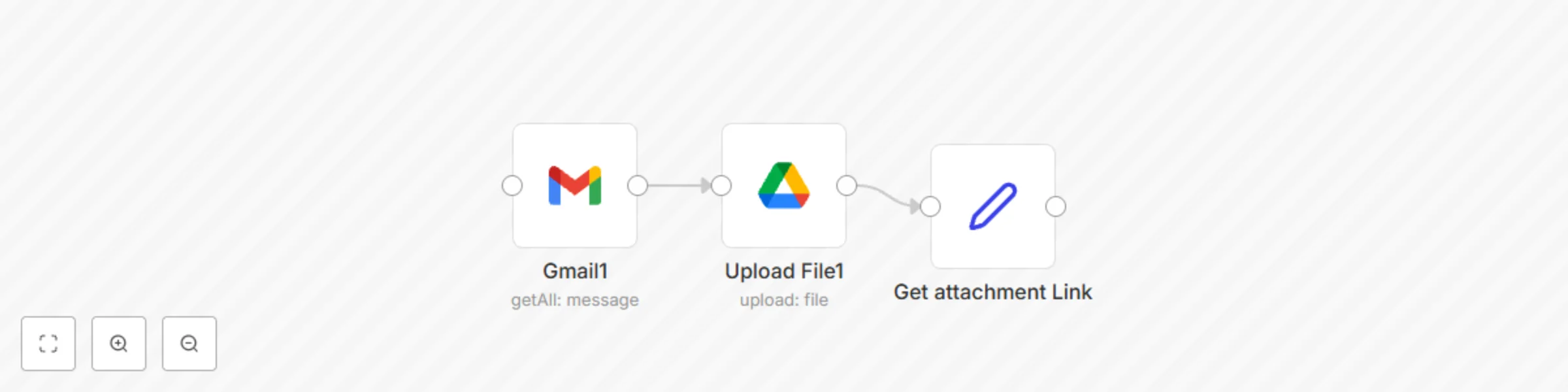 Workflow preview: Get an mp4 attachment from Gmail to Google Drive