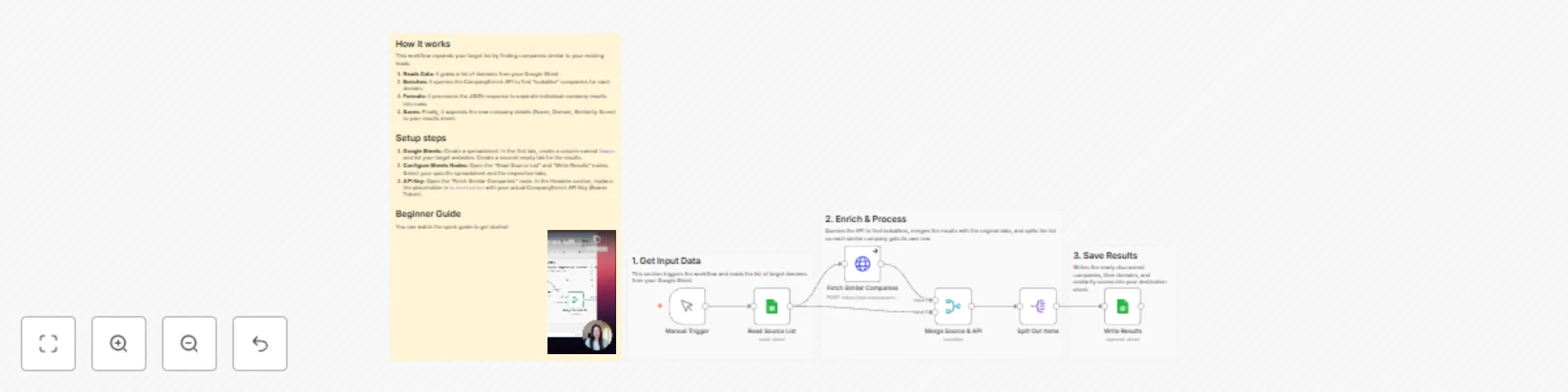 Workflow preview: Find similar B2B companies to your best customers with Google Sheets and CompanyEnrich