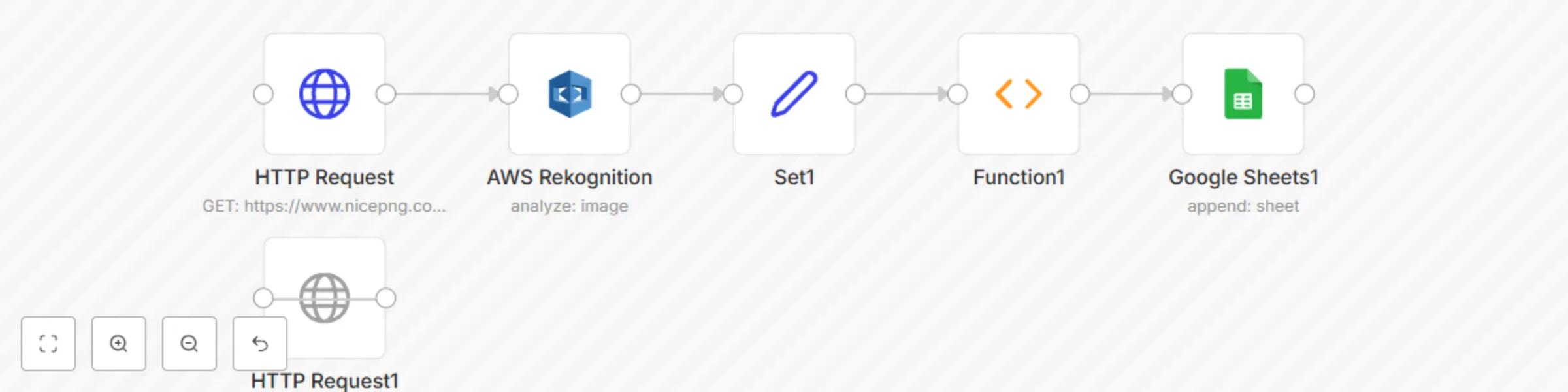 Workflow preview: Collects images from web search results and send to Google Sheets