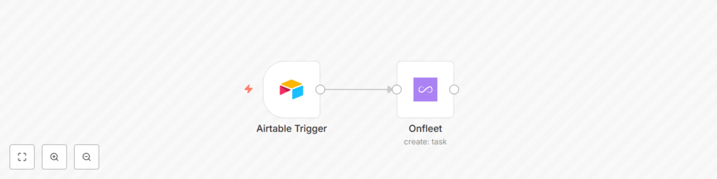 Workflow preview: Create a Onfleet task for a new added row in Airtable