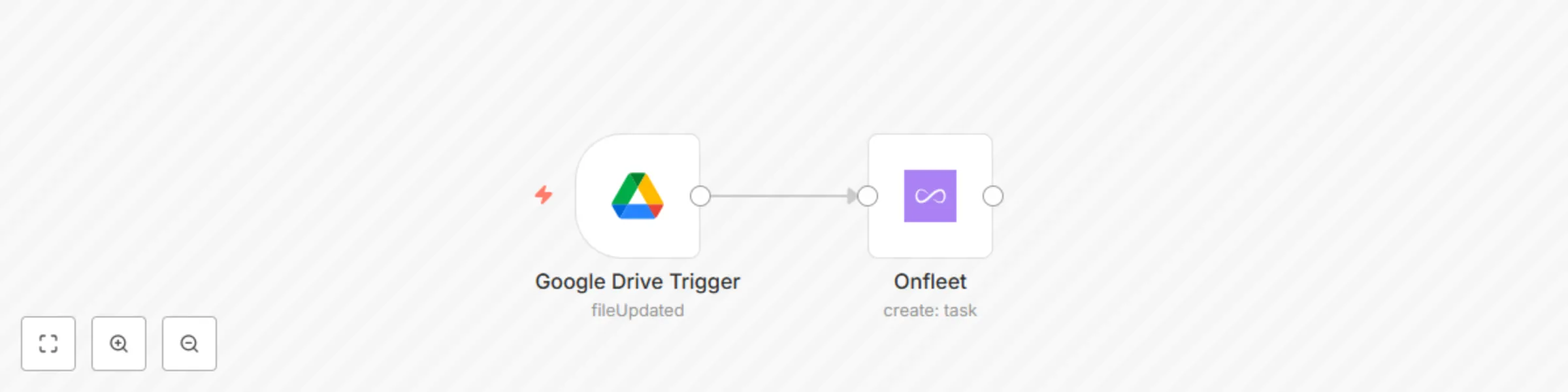 Workflow preview: Create an Onfleet task when a file in Google Drive is updated