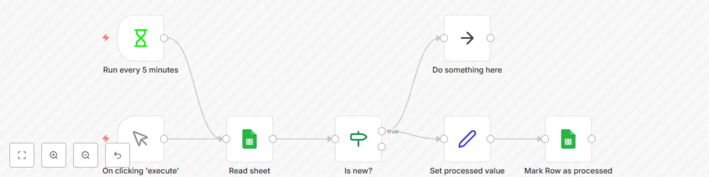 Workflow preview: Identify new Google Sheets rows
