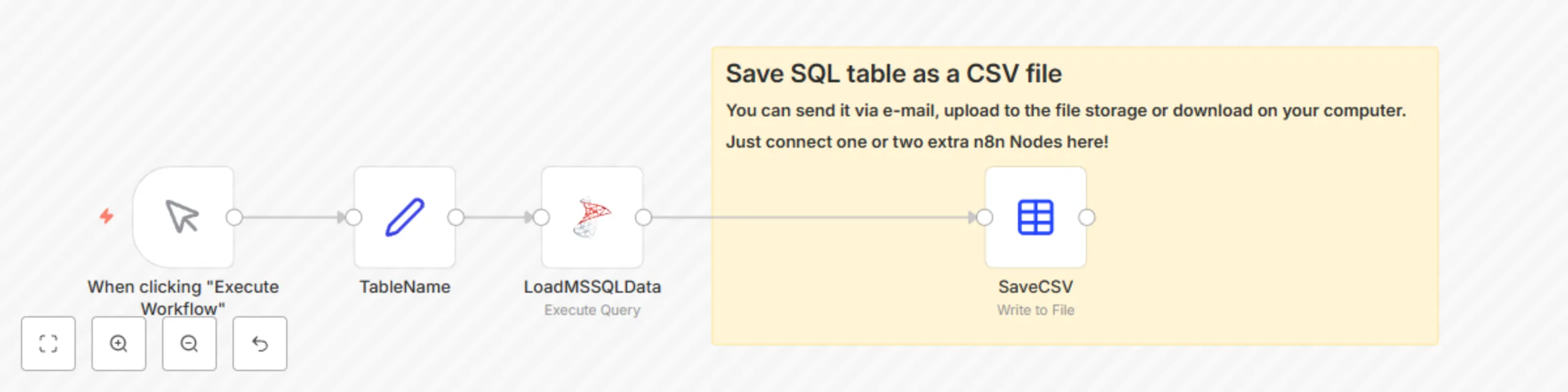 Workflow preview: Export SQL table into CSV file