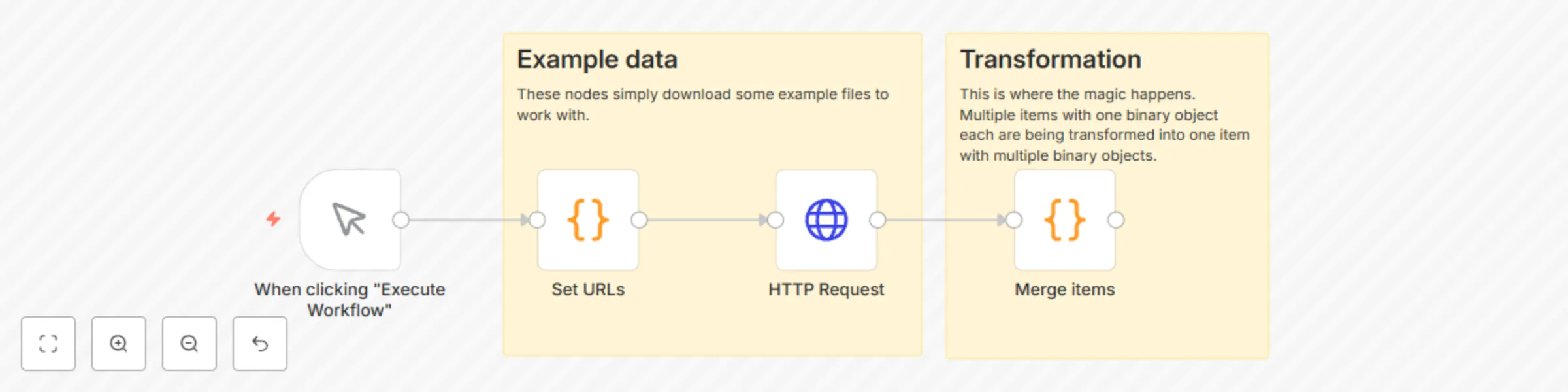 Workflow preview: Merge binary objects on multiple items into a single item