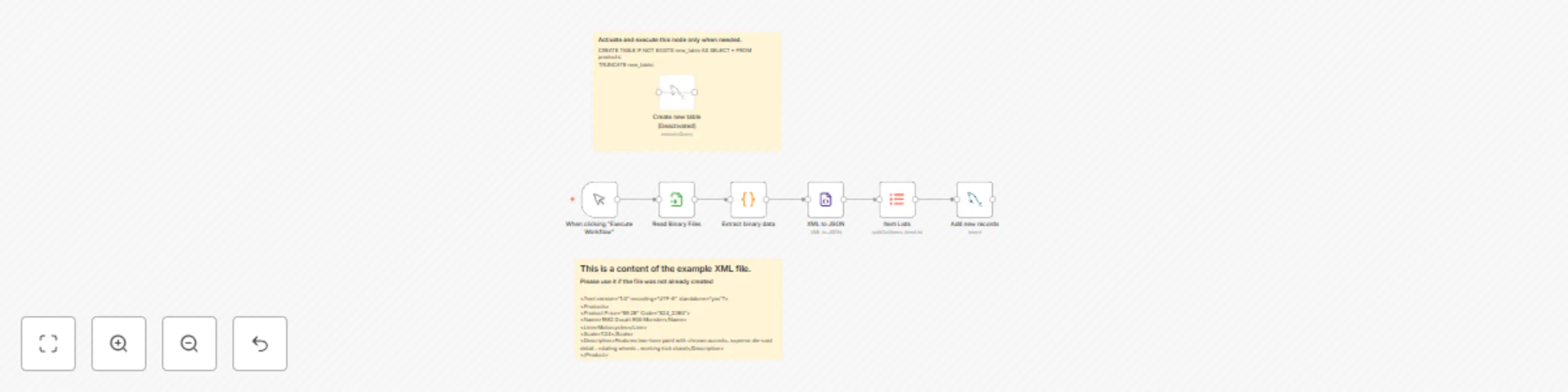 Workflow preview: Xml to SQL database import