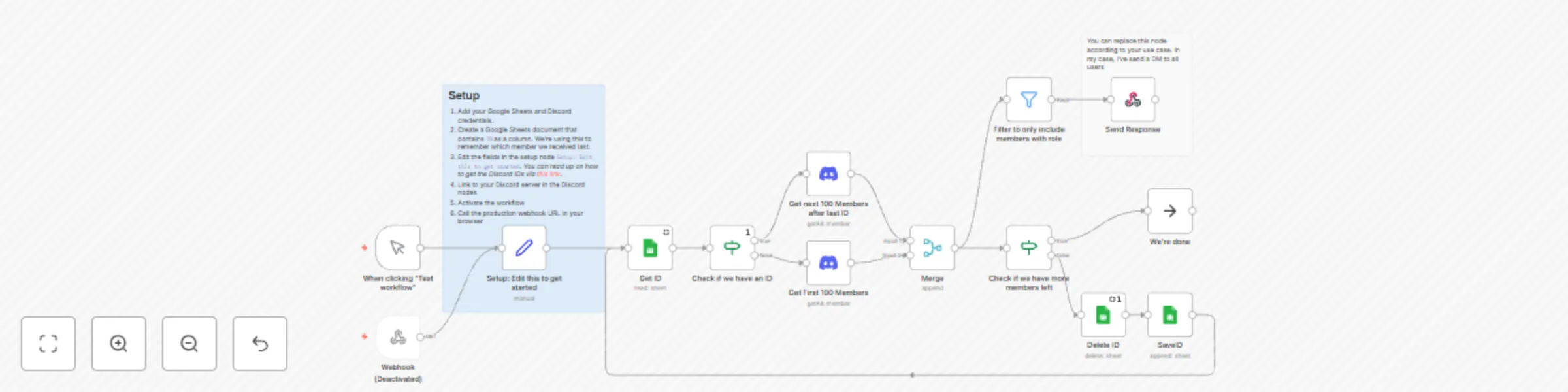 Workflow preview: Get all members of a Discord server with a specific role