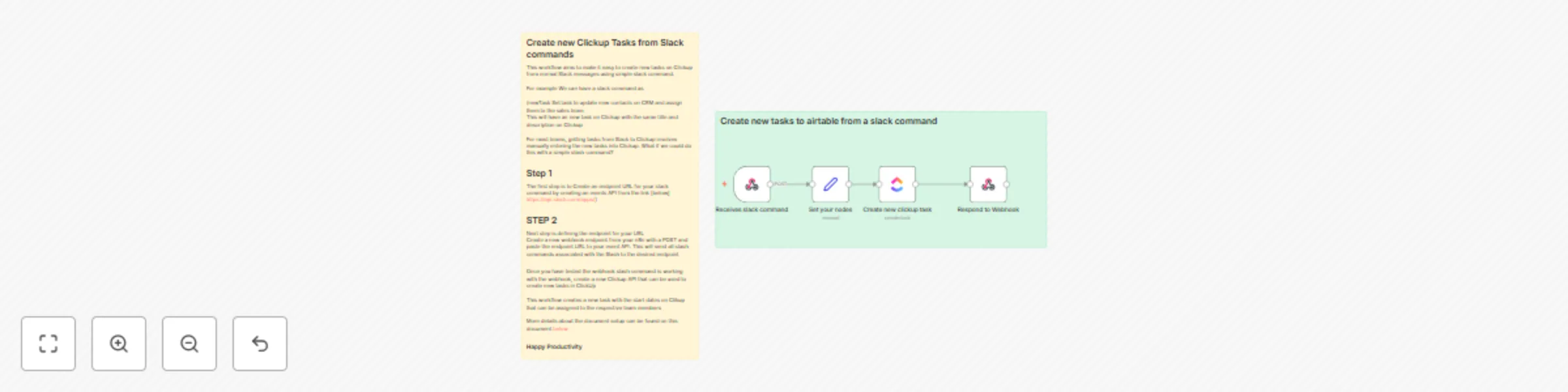Workflow preview: Create new Clickup tasks from Slack commands