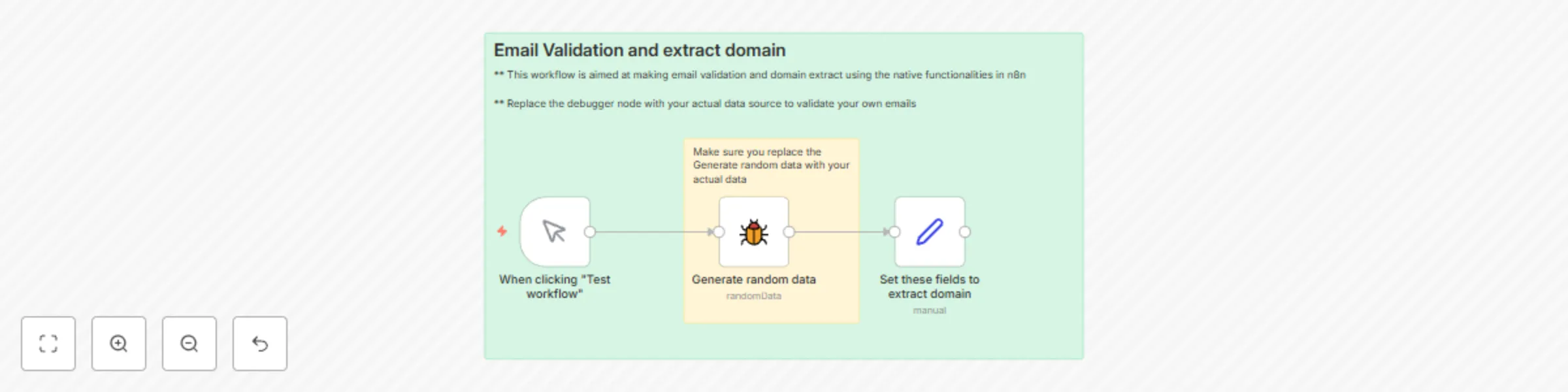 Workflow preview: Extract Domain and verify email syntax on the go