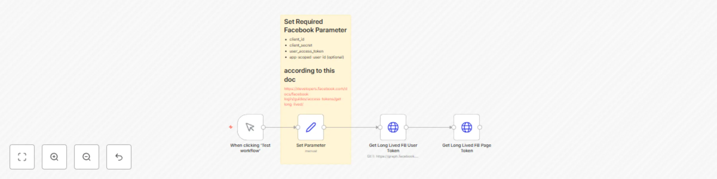 Workflow preview: Get long lived Facebook user or page access token