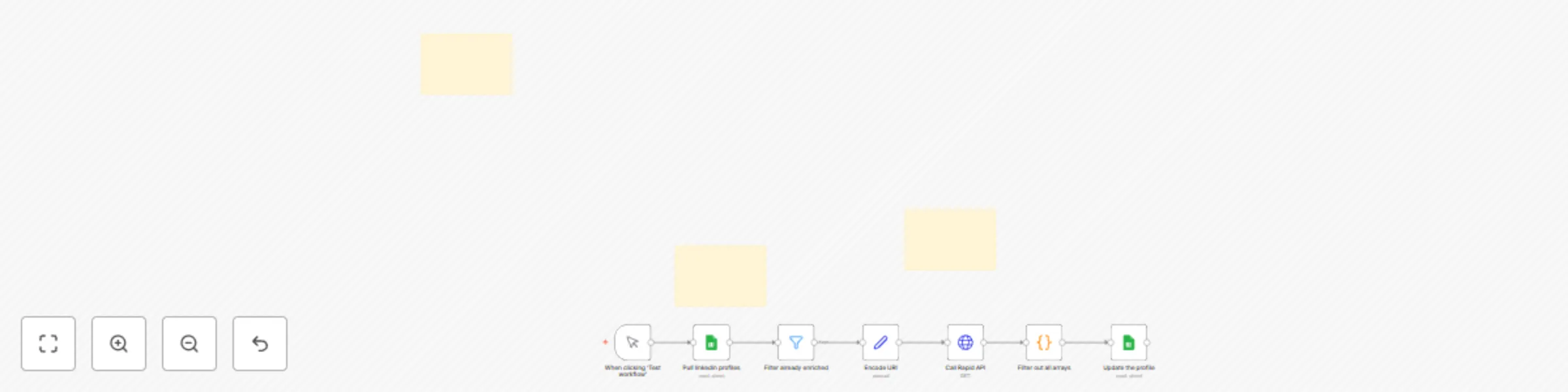 Workflow preview: Enrich Linkedin profiles from Google Sheets via RapidAPI