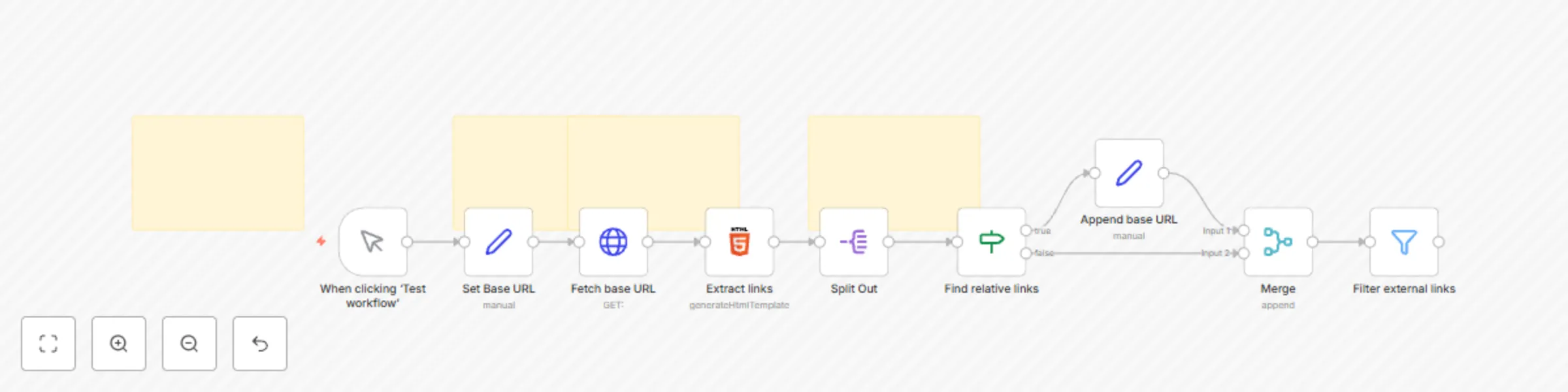 Workflow preview: Extract internal links from a webpage
