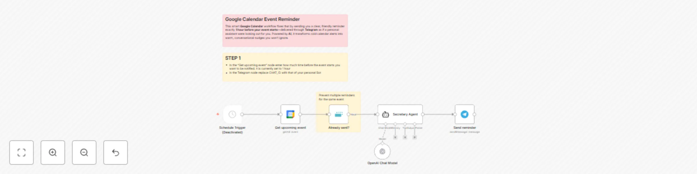 Google Calendar 📅 reminder system with GPT-4o and Telegram preview