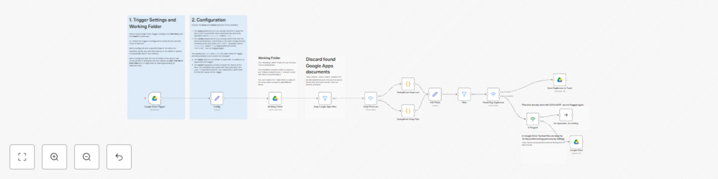 Workflow preview: Google Drive duplicate file manager