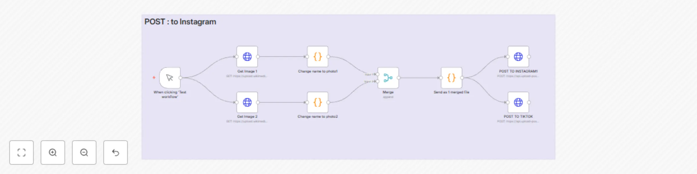 Workflow preview: Upload carousel of images to Tiktok and Instagram  with upload-post.com