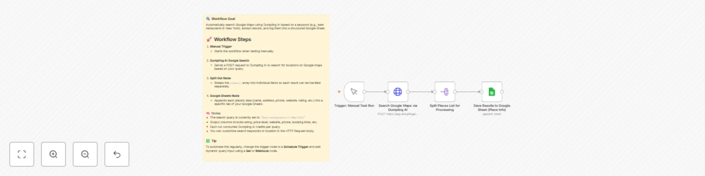 Extract business leads from Google Maps with Dumpling AI to Google Sheets preview