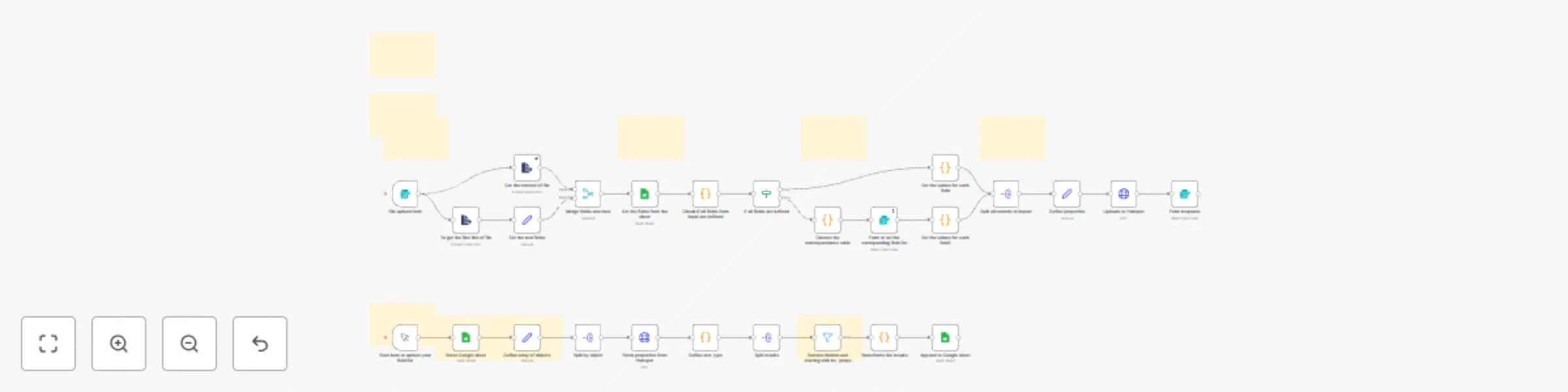 Workflow preview: CSV to HubSpot Uploader with Dynamic Field Mapping and Google Sheets Integration