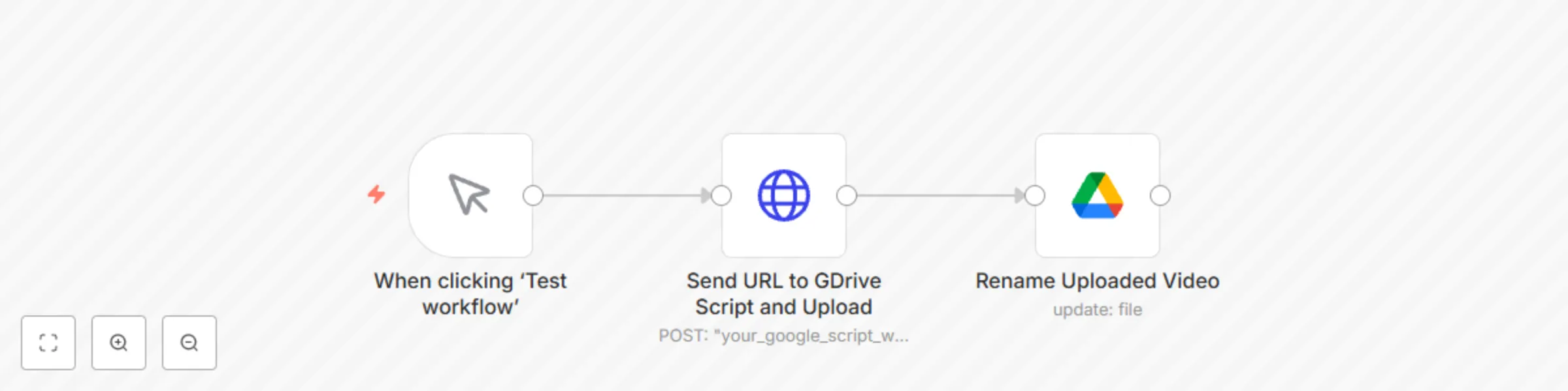 Workflow preview: Upload & rename videos to Google Drive via Apps Script from URL