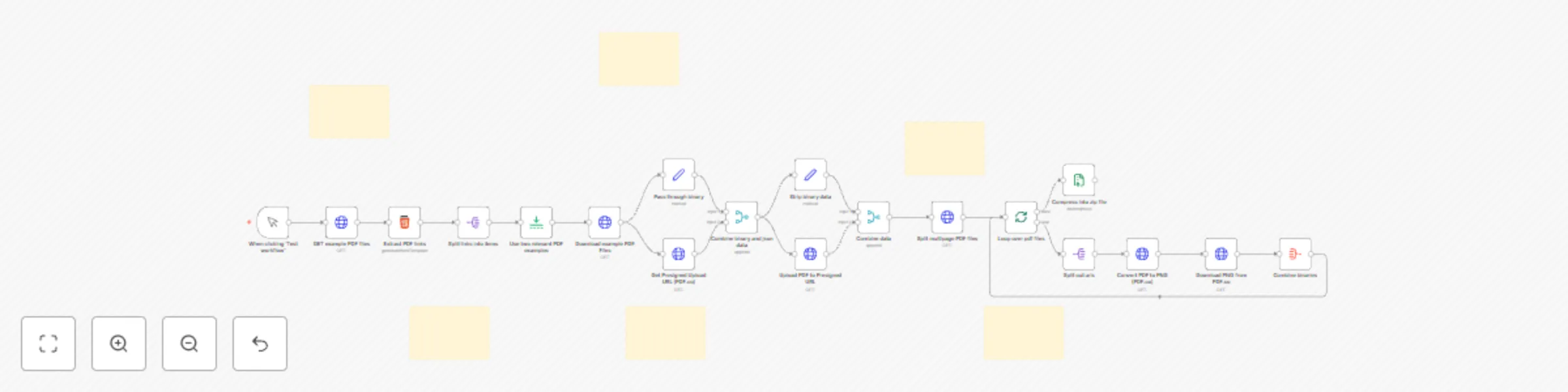 Workflow preview: Convert PDF to PNG with PDF.co API (multi-page support)
