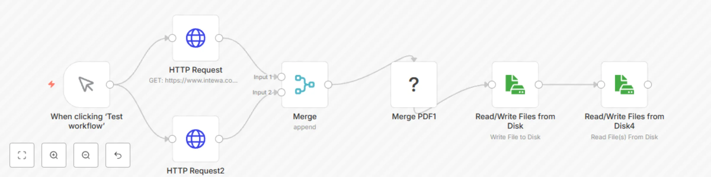 Workflow preview: Merge multiple PDF files with CustomJS API