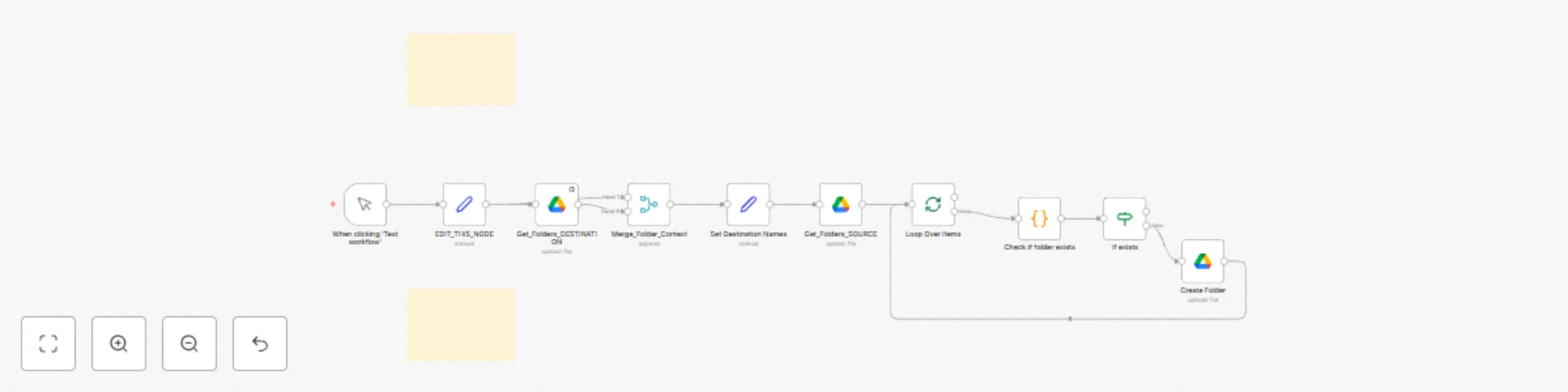 Workflow preview: Copy folder structure without files in Google Drive