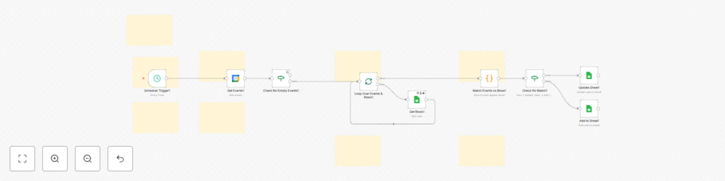 Workflow preview: Automatically sync Google Calendar events to Google Sheets tracker