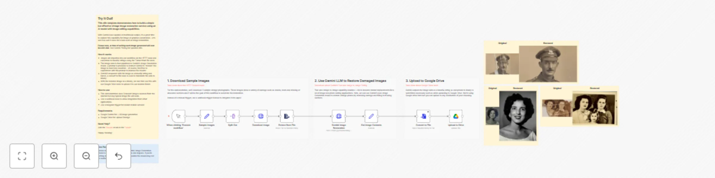 Workflow preview: Build an image restoration service with n8n & Gemini AI image editing