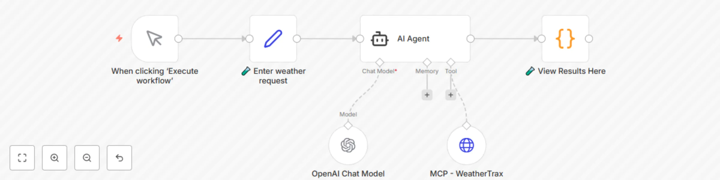Workflow preview: AI weather forecasts with MCP integration