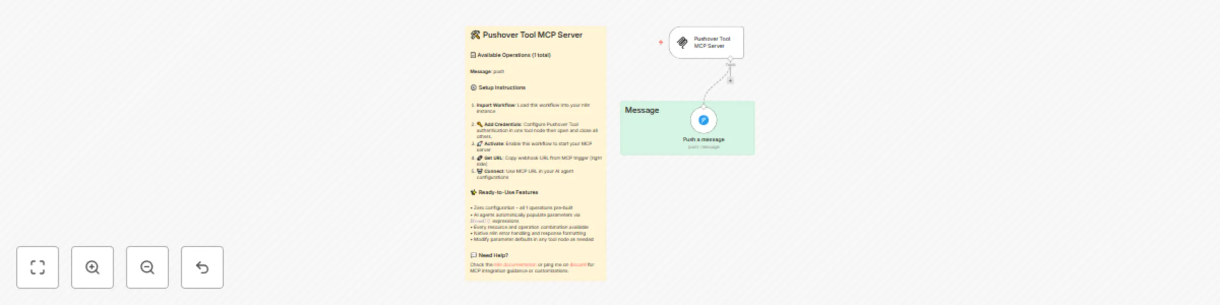 Workflow preview: Send pushover notifications from AI agent