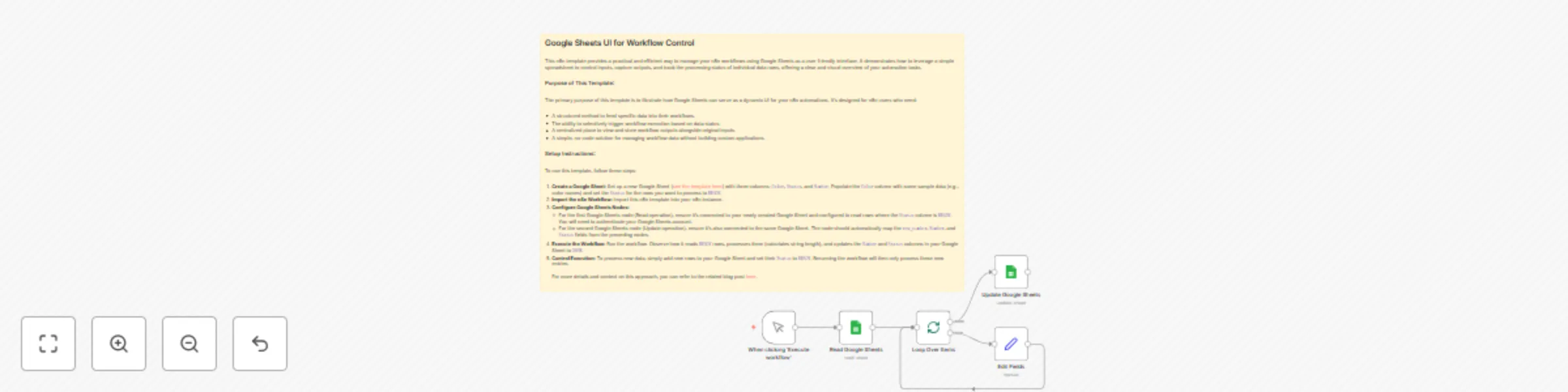 Workflow preview: Google Sheets UI for n8n Workflow