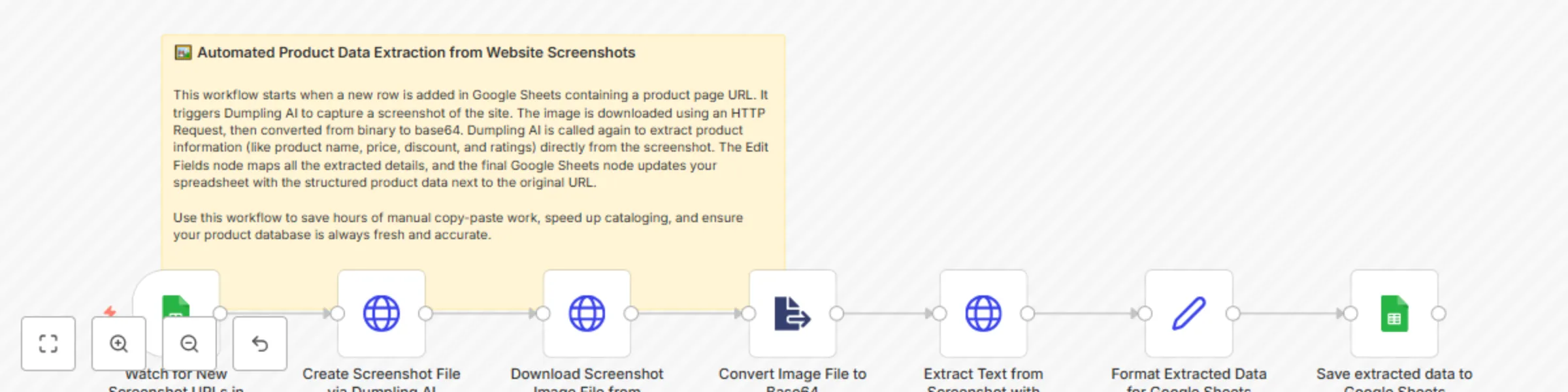 Extract product info from website screenshots with Dumpling AI + Sheets preview