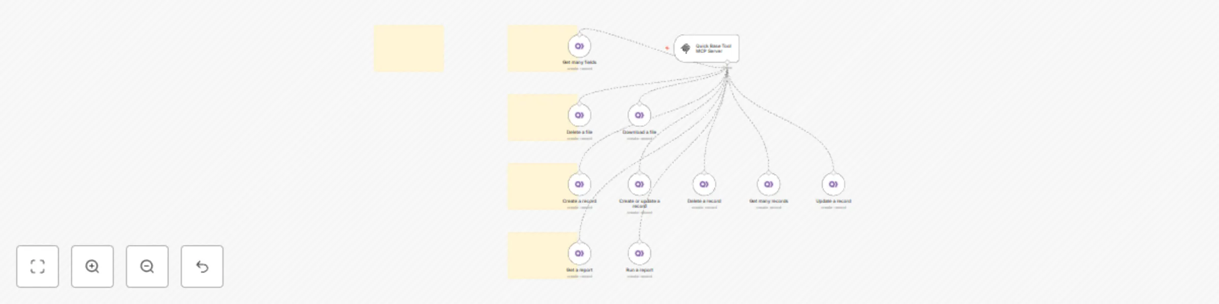Workflow preview: 🛠️ Quick Base tool MCP server 💪 all 10 operations