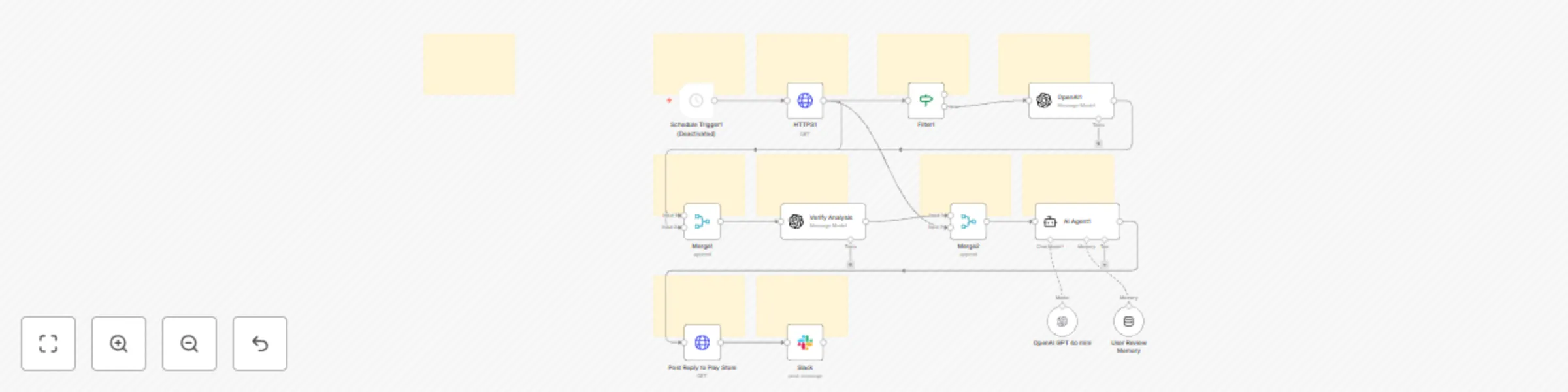 Workflow preview: Auto-reply to Google Play Store reviews with GPT-4o & sentiment analysis