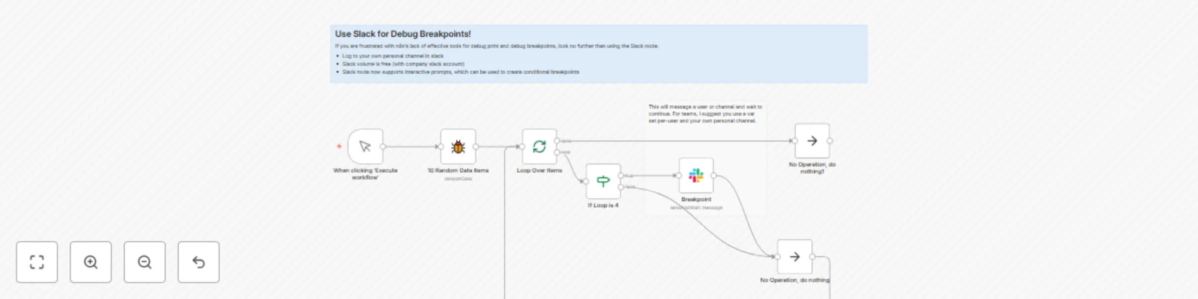 Workflow preview: Create debug breakpoints and logs with Slack interactive messages