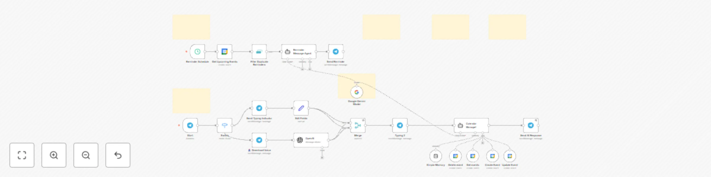 Workflow preview: Personal Google Calendar & reminder bot on Telegram using Gemini & Whisper
