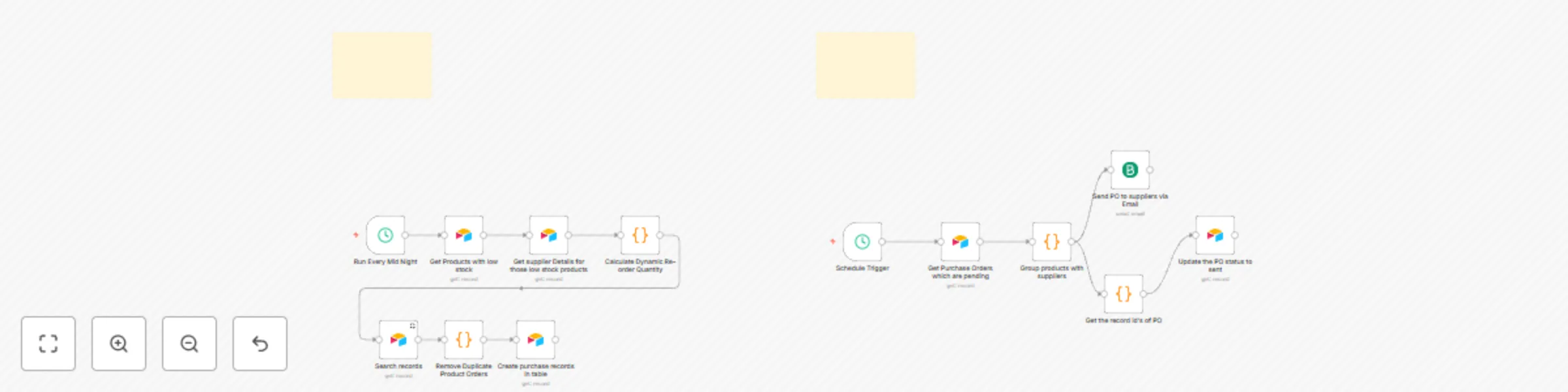 Workflow preview: Automated inventory management with Airtable PO creation & supplier emails