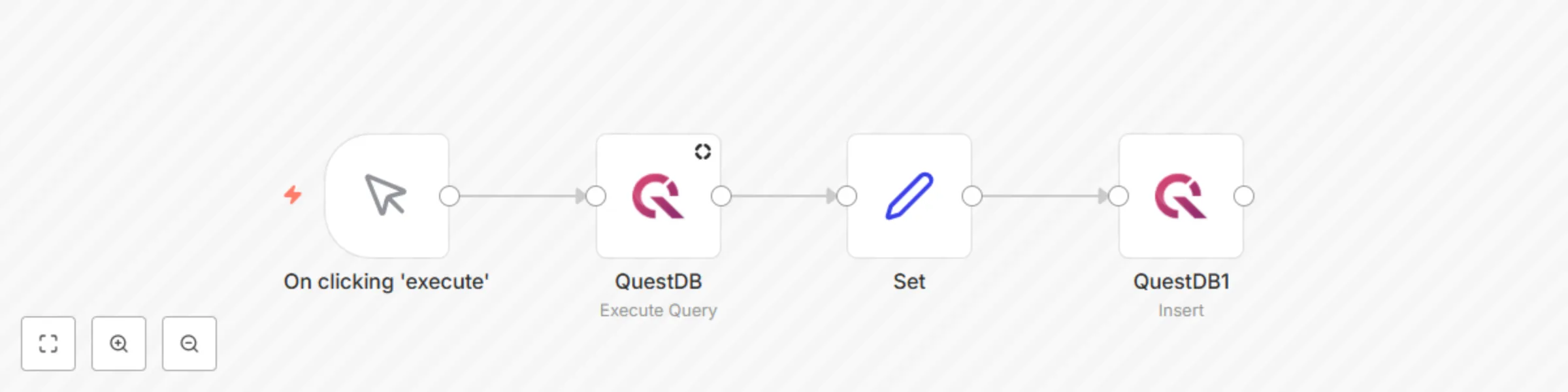 Workflow preview: Create a table in Quest DB and insert data