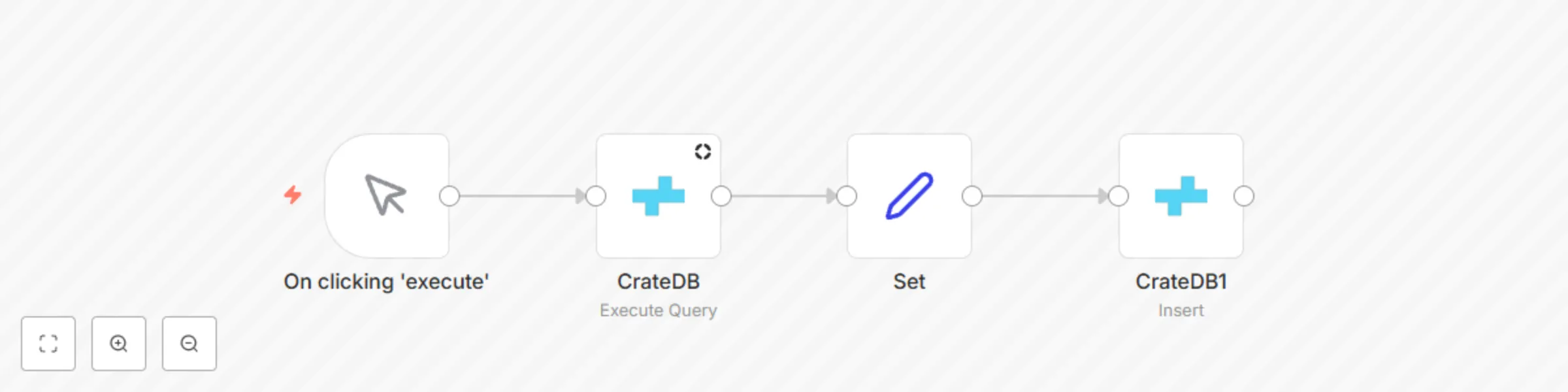 Workflow preview: Create a table in CrateDB and insert data