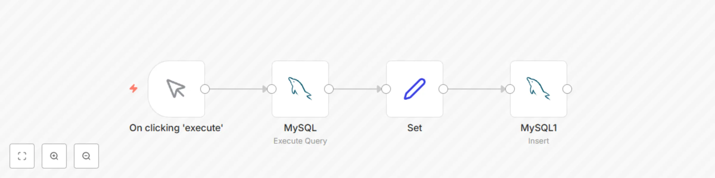 Workflow preview: Create a table in MySQL and insert data