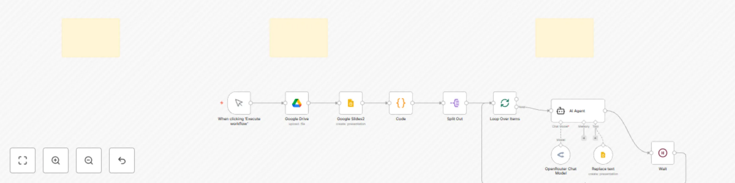 Workflow preview: Automate Chinese to English translation in Google Slides with Openrouter AI