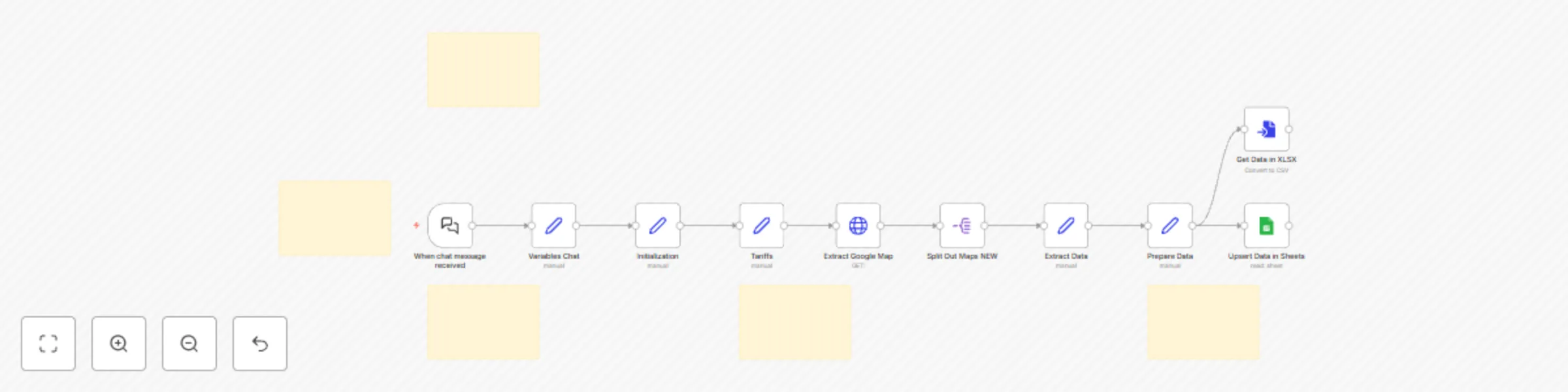 Workflow preview: Extract business data from Google Maps via chat to Excel & Google Sheets