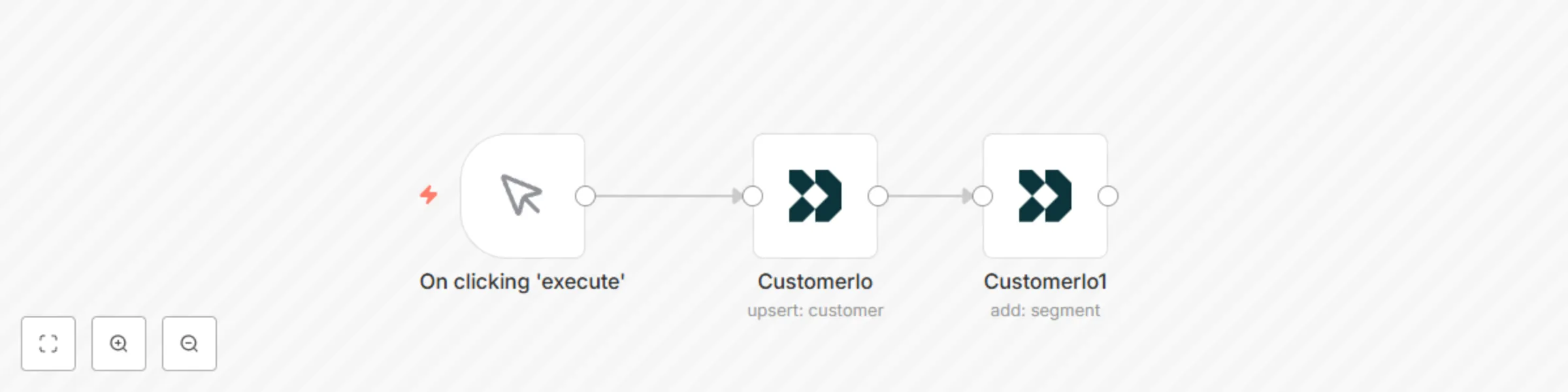 Workflow preview: Create a customer and add them to a segment in Customer.io