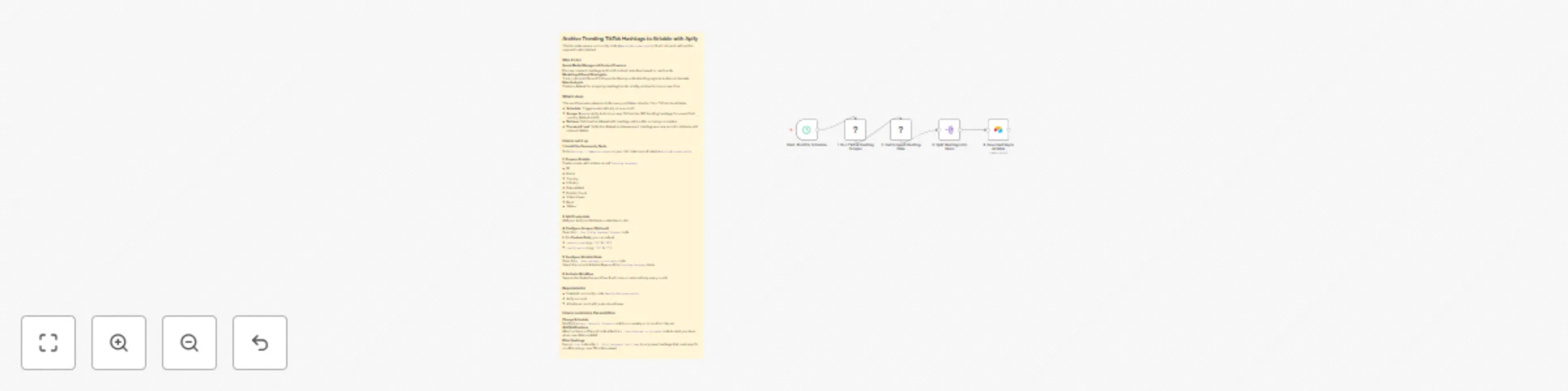 Workflow preview: Archive trending TikTok hashtags using TikTok, Airtable, and Apify
