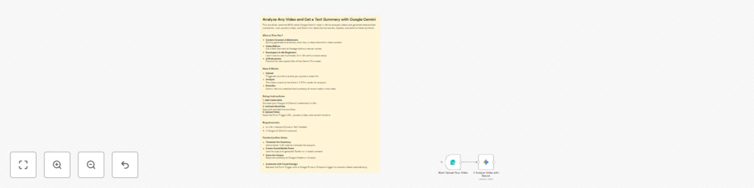 Workflow preview: Analyze any video and generate text summaries with Google Gemini 2.5 Pro