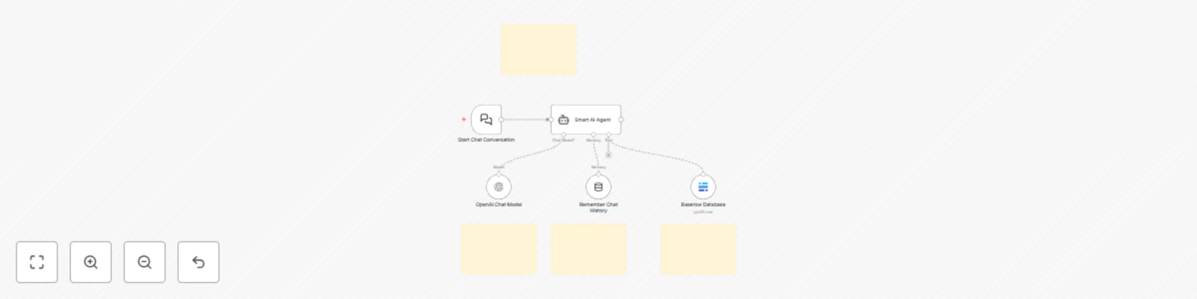 Workflow preview: AI chatbot that queries Baserow database with OpenAI GPT-4 mini