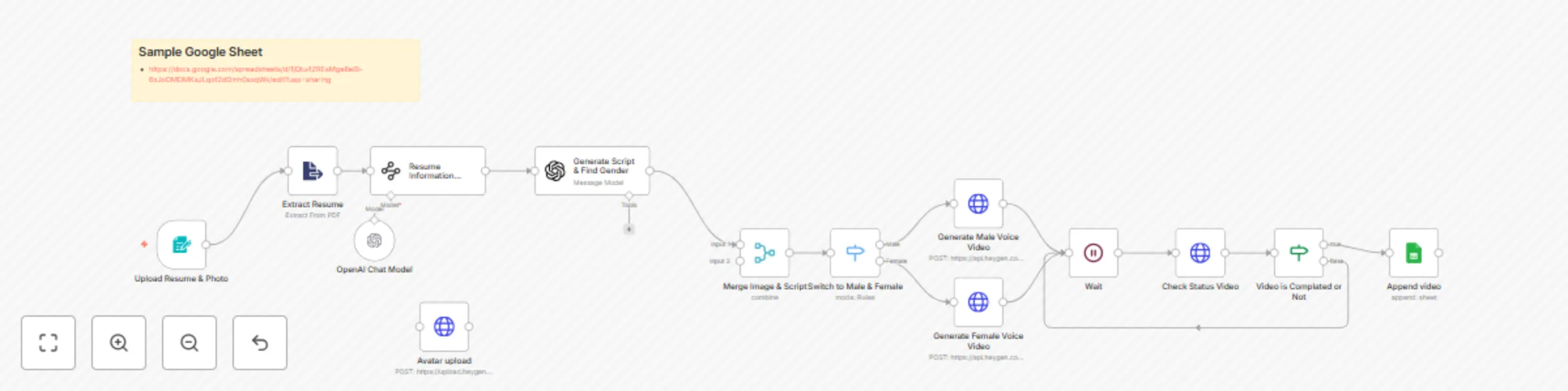 Workflow preview: Transform resumes into AI-generated personal video intros with HeyGen & GPT