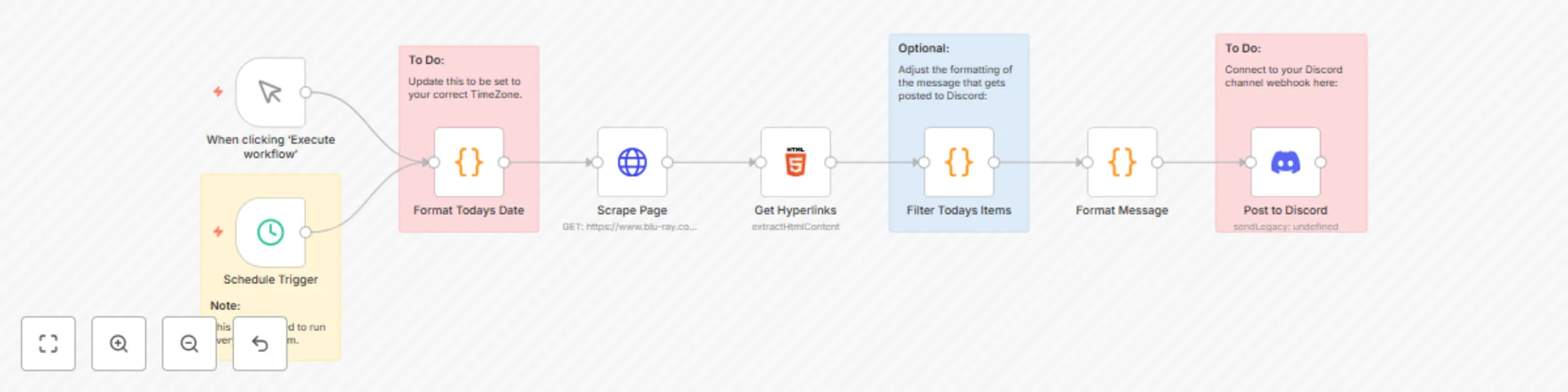 Workflow preview: Send daily 4K Bluray preorder updates from Blu-ray.com to Discord