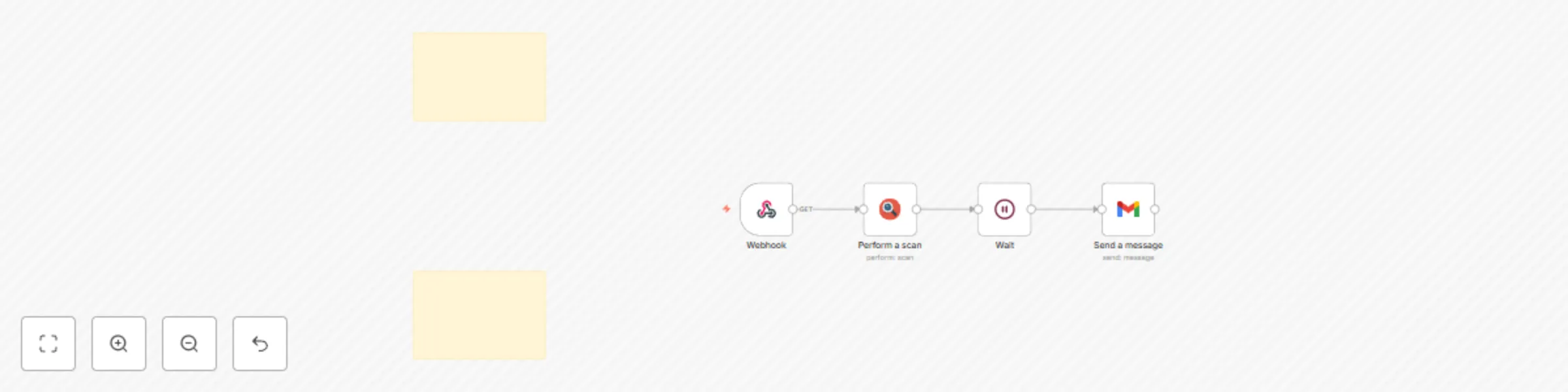 Workflow preview: Scan URLs with urlscan.io and send results via Gmail