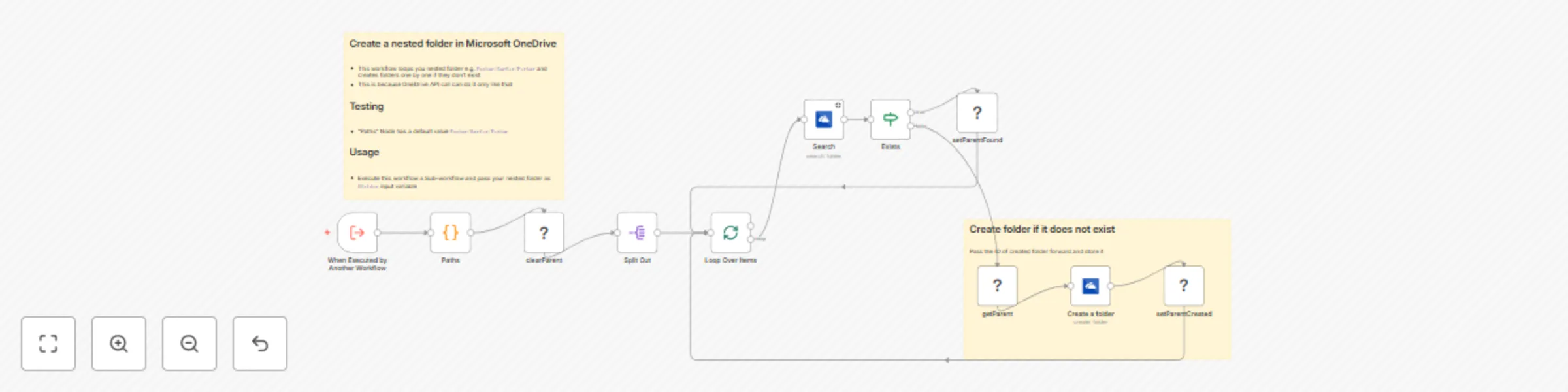 Workflow preview: Smart nested folder creation in OneDrive with existence checking